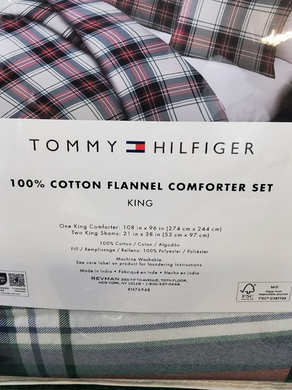 Tommy Hilfiger 3 Piece King Comforter Set Devon Tartan Plaid